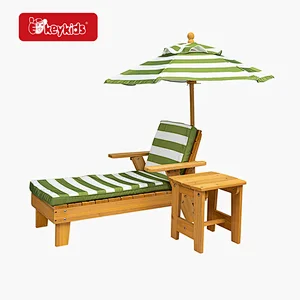Customize Garden Beach Balcony Pool Wooden Children Lounger With Parasol & Cushion W01D271