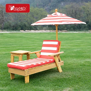 Customize Garden Beach Balcony Pool Wooden Children Lounger With Parasol & Cushion W01D271