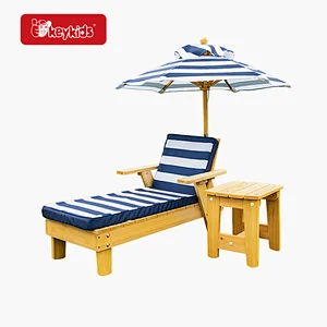 Customize Garden Beach Balcony Pool Wooden Children Lounger With Parasol & Cushion W01D271